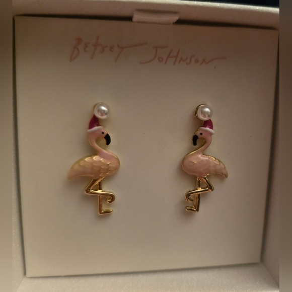Betsey Johnson Santa Flamingo Earrings! - Picture 8 of 13